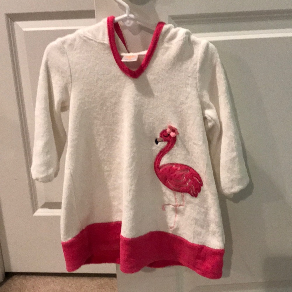 Terry flamingo hooded coverup Gymboree 2t